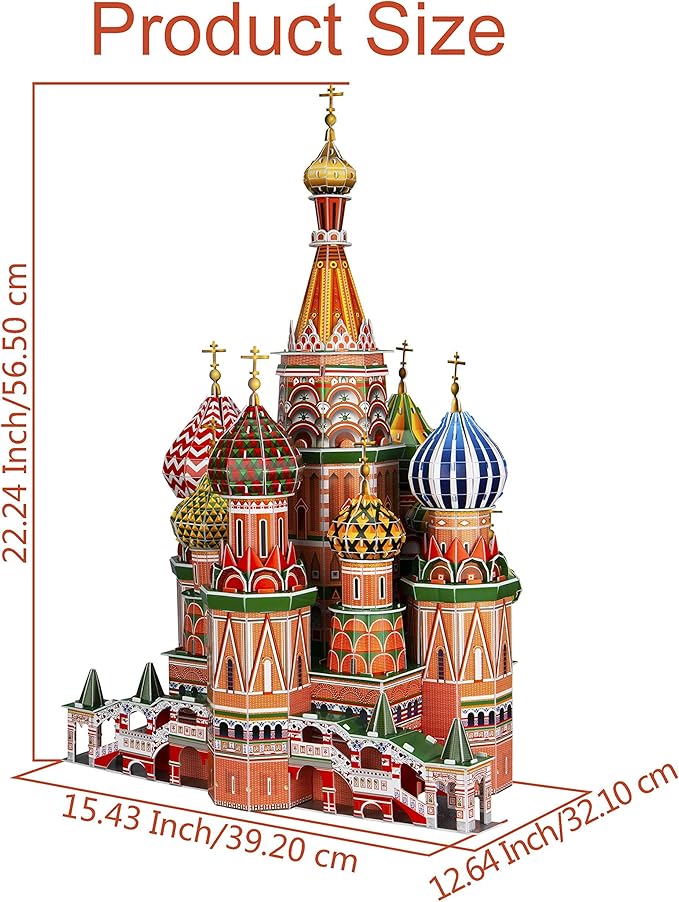 WISESTAR 22.2" H Large 3D Puzzles Model for Adults and Kids, 231PCS Russia St. Basil's Cathedral Building Set, Handmade Architectural Craft House Kits, Educational Toy Birthday Gift for Boys Girls