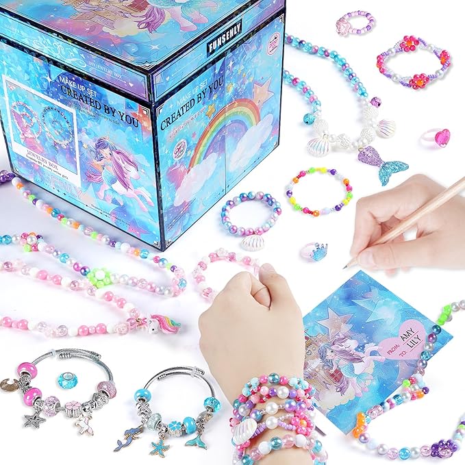 FUNSENLY 2000pcs Charm Beads Bracelet Making Kit for Girls, Jewelry Making Kit for Girls 4-6 8-12, Valentines Day Gift for Kids Girls, Arts and Crafts Girls Toys for Kids Age 4-8 8-12