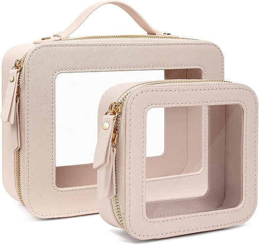 FFpaw Travel Clear Makeup Bag Set, TSA Approved Cosmetic Bag Case with Zipper Portable Makeup Pouch Toiletry Bag Women Traveling Cosmetic Organizer Storage Bag Car Organizer Car Essentials for Women