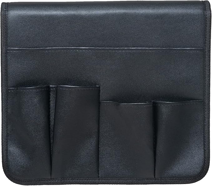 PU Leather Sofa Armrest Organizer, Armchair Magazine Holders, Waterproof Remote Holder for Recliner Couch with 1 Large Pocket, 4 Small Pockets for Magazine, Remote, Phone, Ipad, Books (Black)