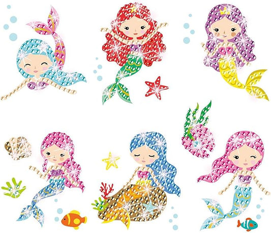 Gem Diamond Art Painting Stickers Kit for Kids,5D Diamond Mosaic Stickers by Numbers Kits Crafts Set for Children, Boys and Girls,Creative Handmade Art Craft Decorations Gift (Mermaid)