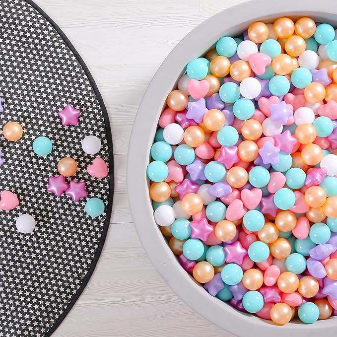 GOGOSO Shape Ball Pits Balls, Star Heart Plastic Play Balls for Toddlers Kids Children, DIY Giant Friendship Bracelet Banner