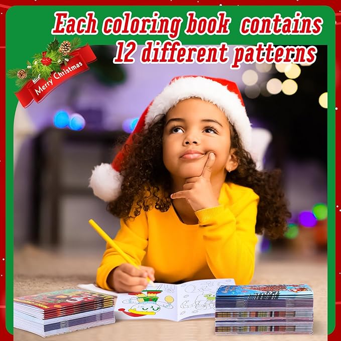 Cholemy 56 Pcs Christmas Coloring Books for Kids Party Favors Mini Christmas Coloring Books Bulk DIY Art Winter Small Coloring Books Xmas Stockings Goodie Bags Stuffers Party Supplies (African Style)