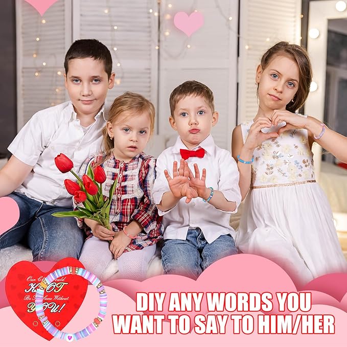 32 Sets Valentines Bracelets with Cards Student Valentines Favors from Teacher Our Class Would Knot Be the Same Without You Adjustable Stretch Beaded Friendship Bracelet Classroom Gifts