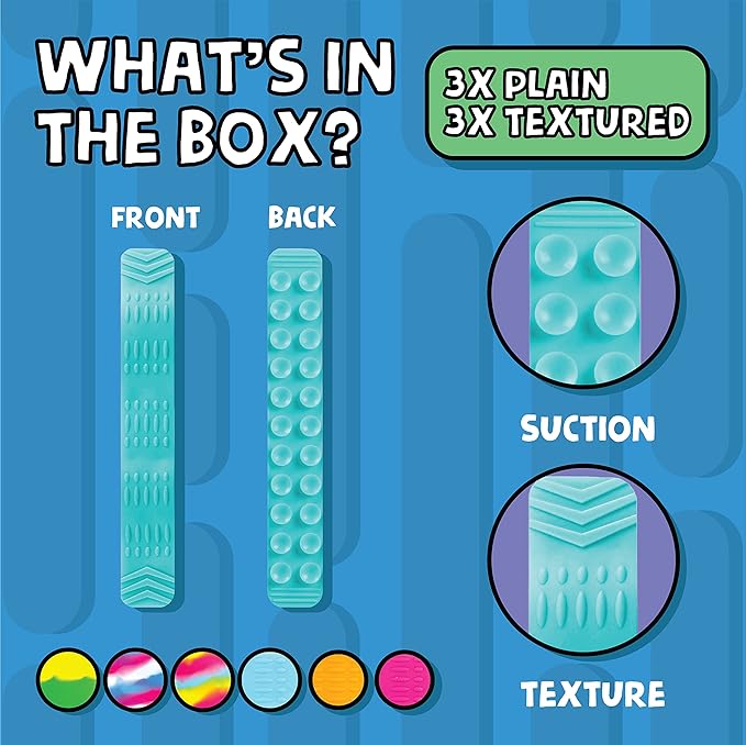 BUNMO 6pk Sensory Suction Toys - Sensory Toys - Engaging Creative & Imaginative Play - Sensory Toys for Children - Stimulating & Addictive - Toys for Kids 3+