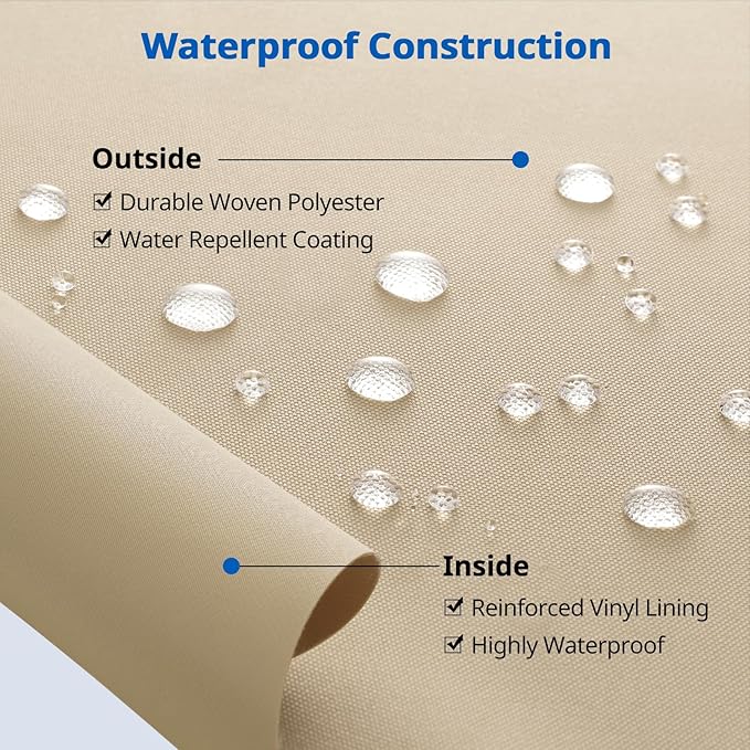 SunPatio Chaise Lounge Cover Outdoor Waterproof, Heavy Duty 2 Pack Patio Lounge Chair Covers, UV & Rip & Fade Resistant, All Weather Protection, 80"L x 32"W x 25"H, Beige & Olive