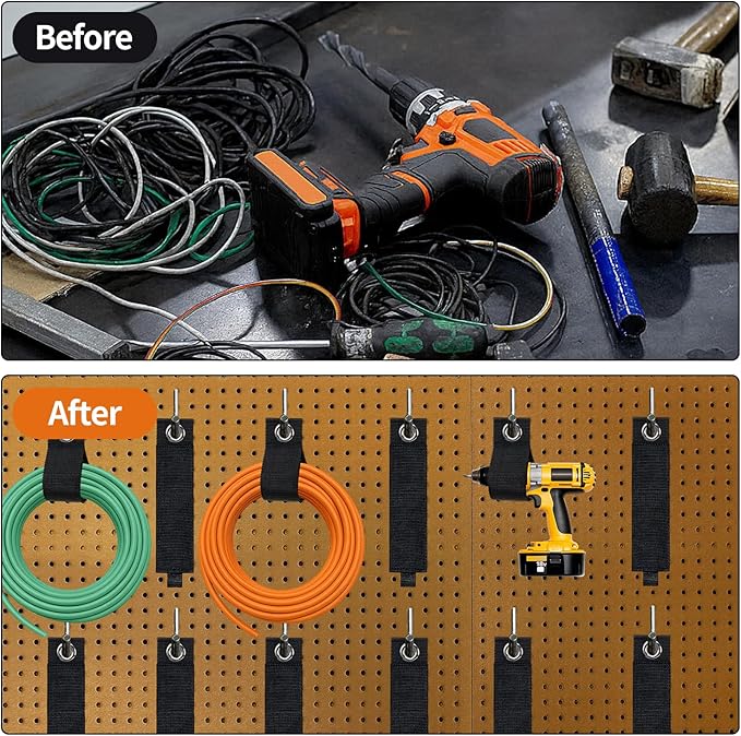 Heavy-Duty Extension Cord Holder 3-Pack, Two Sizes, Durable Nylon Cable Organizer Straps for Hanging Cables，Cords, Hoses, Ropes，Tools and Outdoor Organization