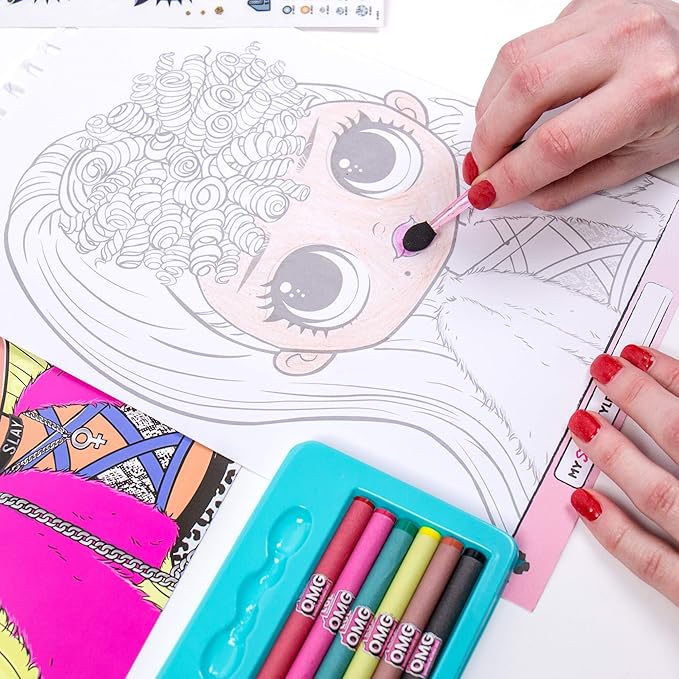 Horizon Group USA LOL OMG Make-Up Artist Magazine DIY Craft Kit, Design with Crayons, Stickers & More.Create Fashionable Looks Using Over 130 Stencil Designs & 200 Stickers