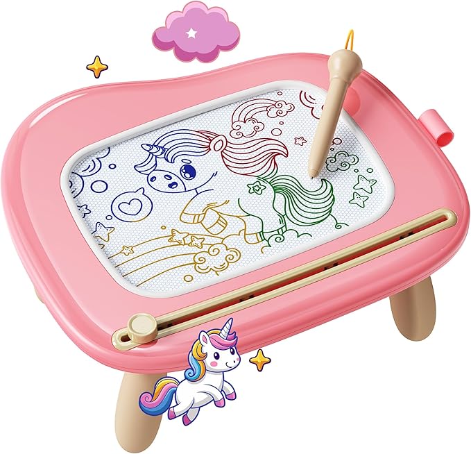 KOKODI Toys Gifts for 1 2 3 Years Old Girl, Sturdy Magnetic Drawing Board Sketch Doodle Pad, Educational Learning Birthday Easter Gifts Basket Stuffers for Kids Toddler - Left Hands Friendly