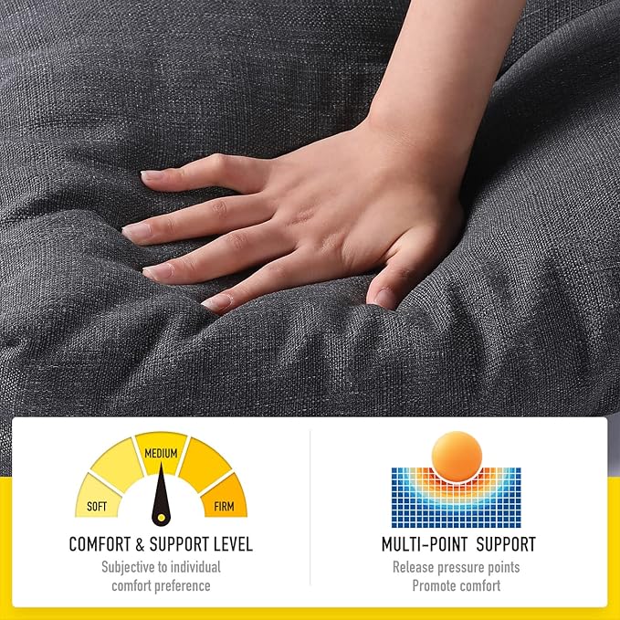 SUNROX LokGrip Non Slip Tufted Memory Foam Bench Cushion, FadeShield Water Resistant Durable Thicken Outdoor/Indoor Bench Seat Pads 59x16x4 inch, Midnight