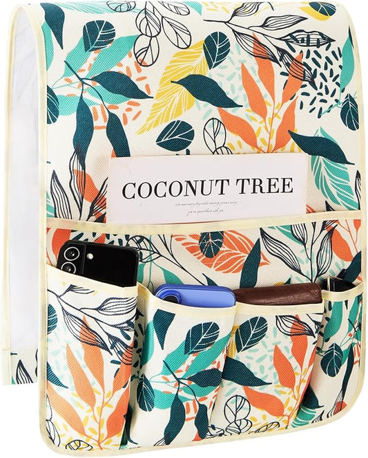 FLYILY Sofa Armrest Organizer Non-Slip Arm Chair Hanging Caddy Remote Control Holder for Magazine,Tablet, Phone, Books, Glasses(BigLeaf,13in)