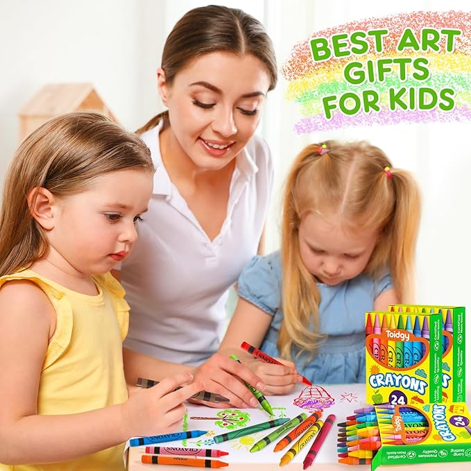 Crayons 24 Count, 36 Pack Crayons Bulk of Assorted Colored, Crayons for Toddlers and Kids, Back to School Supplies for Kids, Durable & Non-Toxic Travel Crayons Party Favors for Classroom & Home