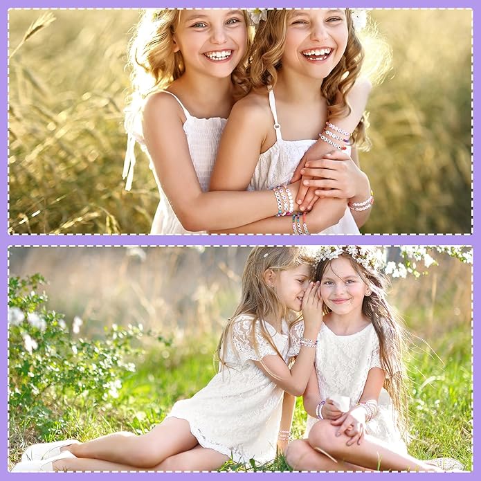 Bonuci 12 Pcs Kids Motivational Friendship Bracelets Letter Beads Bracelets for Girls Toddler Bracelets Gifts Bulk for Girls Kids