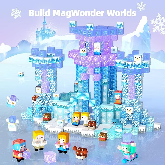 GobiDex 100PCS Magnetic Blocks Magnet Building Toys, Frozen Toys Princess Castle for Girls, Upgraded STEM Sensory Birthday Gift for Kids Age 3+ Years Old