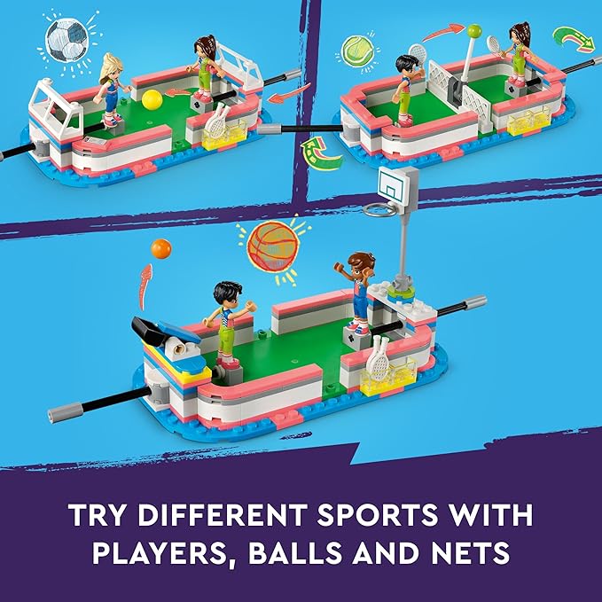 LEGO Friends Sports Center with Football, Basketball, Tennis and Climbing Wall, 4 Mini Dolls, Gifts and Toys by Heartlake City 41744