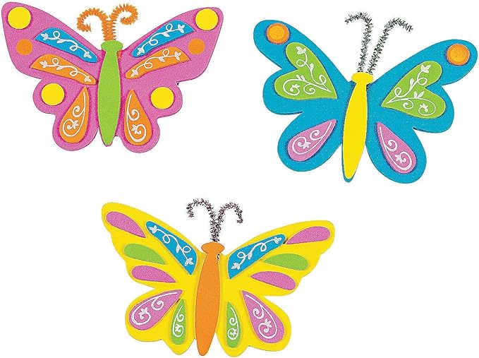 Butterfly Foam Magnets Craft Kit - Makes 12 - DY Spring Crafts for Kids and Fun Home Activities