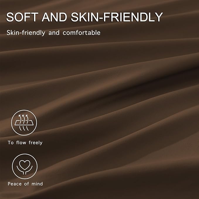 Monbix Queen Comforter Set - 7 Pieces Chocolate Brown Bed in a Bag Queen Bedding Sets with Comforters, All Seasons Comforter Bed Set with Sheets, Pillowcases & Shams