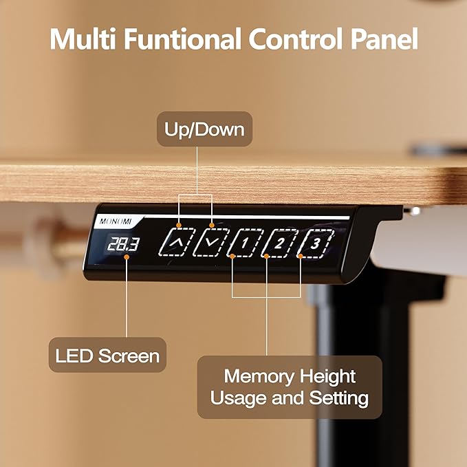 Monomi Electric Standing Desk, 47.2 inches Height Adjustable Desk, Ergonomic Computer Home Office Sit Stand Up Desk with Memory Preset Controller (Light Vintage Brown)