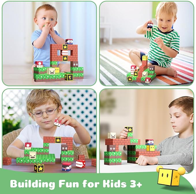 Magnetic Blocks - 48PCS The Plumber is Out - 1" Creative Magnetic Building Cubes Gift Set for Kids Ages 4-8