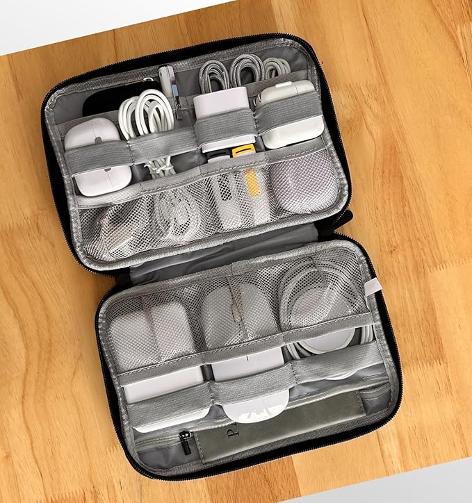 Zealearn Cord Organizer Travel, Cable Bag, Electronics Organizer Travel Case, Tech Carrying Pouch, Charger Carrying Case, Tech Gifts, Black 11B