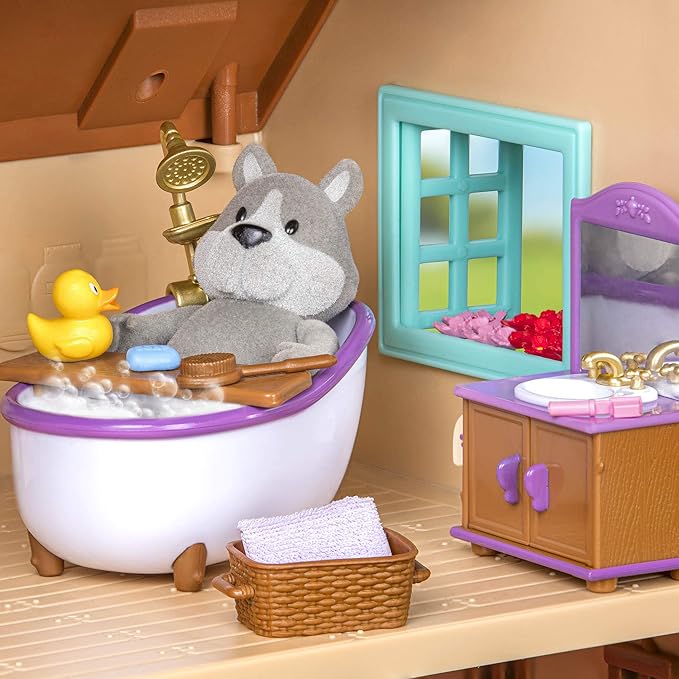 Li’l Woodzeez – Toy Furniture – Bathroom Playset – Toy Laundry Set – Small Playset for Figurines – 3 Years + – Bathroom & Laundry Set