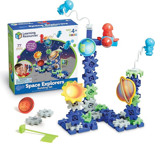 Learning Resources Gears! Gears! Gears! Space Explorers Building Set, 77 Pieces, Ages 4+, Gears & Construction Toy, STEM Toys, Gears for Kids