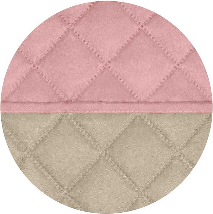 PureFit Reversible Quilted Sofa Cover, Water Resistant Slipcover Furniture Protector, Washable Couch Cover with Non Slip and Elastic Straps for Kids, Dogs, Pets (Loveseat, Pink/Beige)