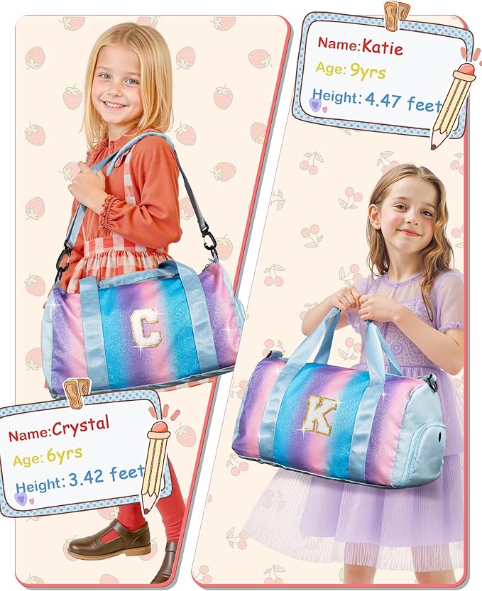 Birthday Gift for Granddaughter-Girl Gym Bag with Shoe Compartment, Kid Personalized Weekender Overnight Bags, Initial Travel Tote with Makeup Pouch,Gifts for Girls (Letter Z)