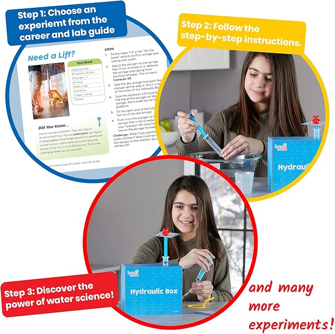 hand2mind H2Ohhh! Water Science Kit, Chemistry Kit for Kids 8-12, Chemistry Set, Science Kits & Toys, 24 Science Experiments, 1 Career & Lab Guide, Color Chemistry, Bubbles, Tornadoes, STEM Toy