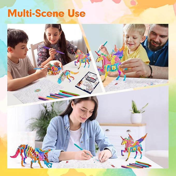 CubicFun Arts Crafts for Kids Ages 6-8-12, 7 Sets Mandala 3D Coloring Puzzles, Art Supplies for Kids 9-12 DIY 3D Puzzles for Kids Ages 3-5 4-8, Crafts for Girls Ages 6-8-12