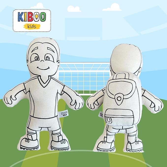 Color Your Doll - Coloring Toy for Kids - Educational Art and Crafts for Girls and Boys -Color, Play, Wash, Repeat (Soccer Boy, Markers Included)