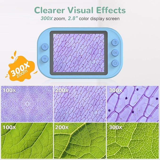 Kids Microscope - Mini Handheld Microscope for Kids, Portable Pocket Digital Microscope Toys for Girls Boys 4-12 Birthday Christmas Gifts