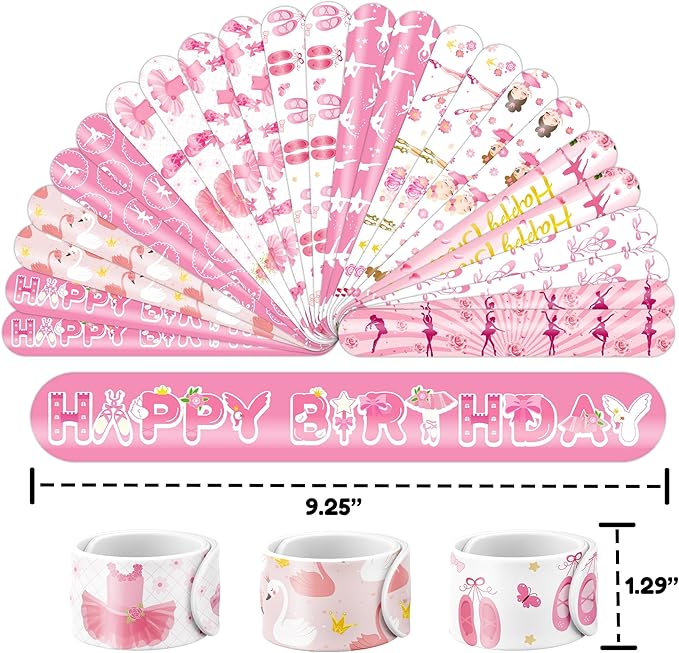 48PCS Ballerina Party Favors - 24PCS Tattoos & 24PCS Slap Bracelets - Birthday Party Supplies, Gifts, Classroom Prizes, Carnival Rewards, Christmas Decorations for Girls & Boys