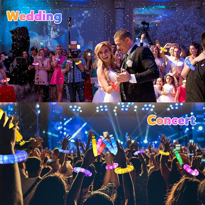 Gigilli Glow Sticks Valentines Day Party Favors for Kids 4-8-12, Glow in the Dark Party Supplies, Light up Pop Tube Sensory Fidget Toys Bulk, Glow Necklaces Bracelets Birthday Goodie Bag Stuffers