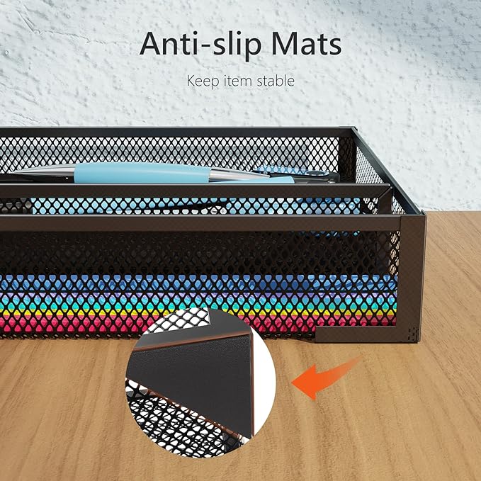 Desk Drawer Organizer, Office Desk Organizer Tray with 5 Dividers, Pen Pencil Drawer Organizer for Office Supplies, Desktop, Bathroom, Kitchen, Makeup, Vanity