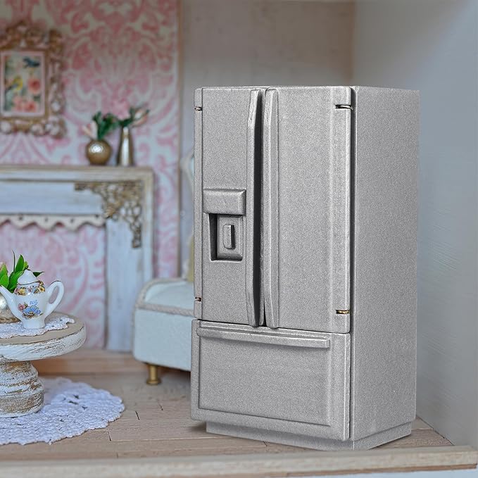 ibasenice Miniature Dollhouse Refrigerator Accessories - Miniature Dollhouse Furniture Refrigerator Toy Realistic Mini Fridge Model Kitchen Accessories Toy Tiny Doll House for Dollhouse Decor