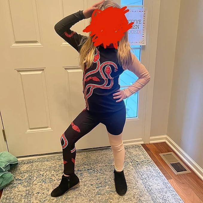 Girls Sparkles Red Snake Concert Outfit Halloween Costume Set Teens Jumpsuit Dance Costume Gymnastics Outfit for Kids