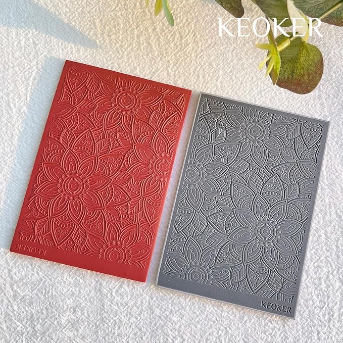 KEOKER Polymer Clay Texture Sheets Set, Works with Boho Polymer Clay Cutter,The Same Effect as Polymer Clay Texture Roller, Boho Texture Sheets for Polymer Clay, Clay Earring Molds for Earrings (2)