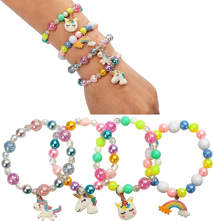 JOYIN 28 Packs Valentine‘s Day Unicorn Bracelets with Cards for Kids, Gift Cards Bracelets Party Favors for Kids Girls Valentine Classroom Exchange Day Gifts