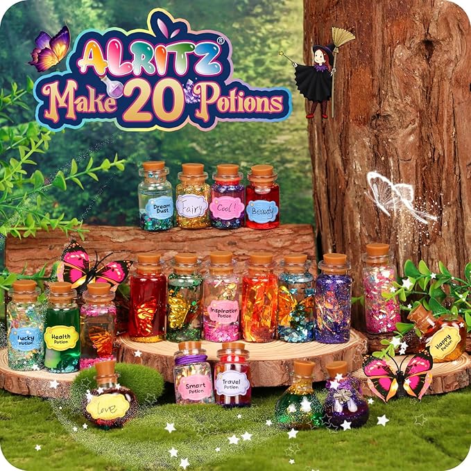 Alritz Fairy Mixies Potion Kits for Kids, 20 Bottles Magic DIY Mixies Potions, Christmas Decorations Families Party Ornaments Creative Crafts Toys Gifts for Girls and Boys Ages 6 7 8 9 10 11+