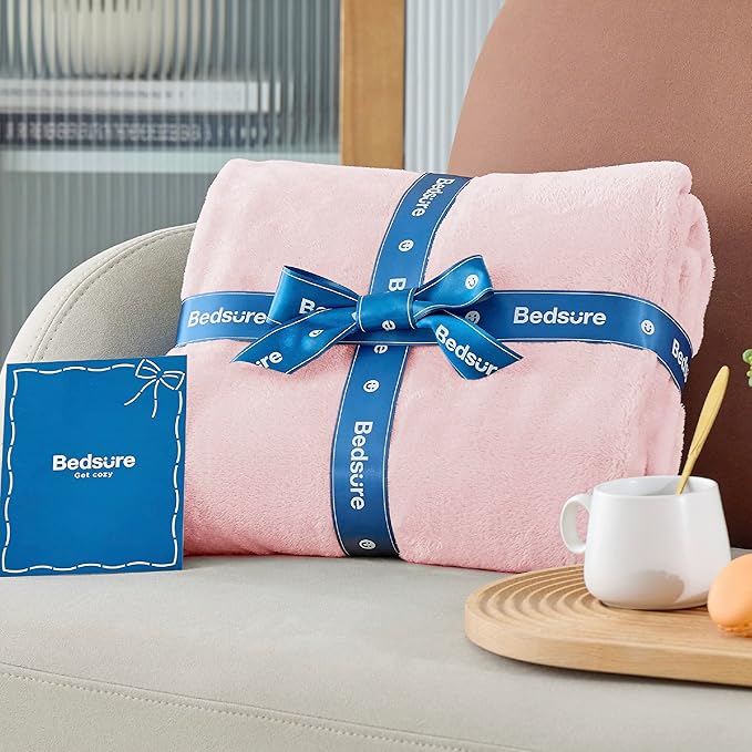 Bedsure GentleSoft Bedding Fleece Blanket for Girls and Boys - Soft Cozy Cute Small Throw Blankets for Travel, 43x55 Inches, Pink