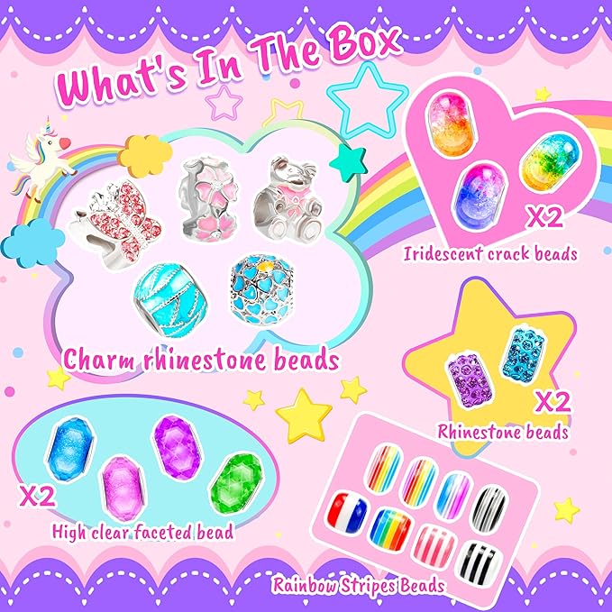 AMAZING TIME 130 Pcs Charm Bracelet Making Kit, Jewelry Toy for Girl Age 8-12 Beads Craft Set for 5 6 7 8 9 10 11 12 Year Old Teenage Birthday Gift