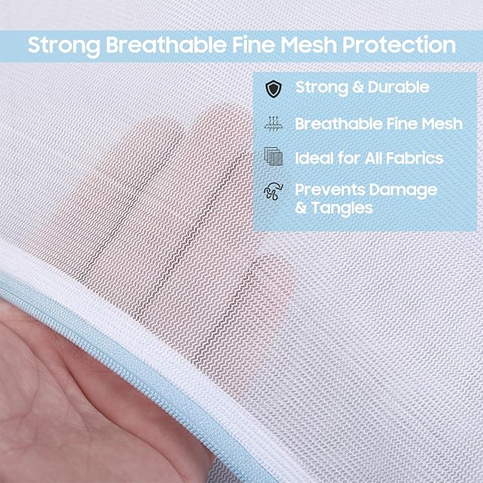4 Pcs Large Mesh Laundry Bags for Delicates Intimates Lingerie with Zipper 2 Pcs 24” x 24”, 2 Pcs 20” x 24”