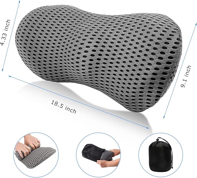 Lumbar Support Pillow, Memory Foam Neo Cushion Back Support Pillow for Lower Back Pain Relief, Ergonomic Lumbar Pillow for Car Seat, Office Chair, Bed and Recliner (Grey)