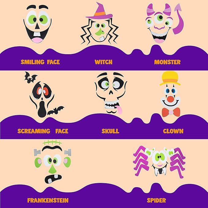 JOYIN 16 Packs Halloween Pumpkin Stickers Foam Craft Kit, Halloween Party Favors for Kids, Party Supplies Arts Activities, Funny Pumpkin Decorating Stickers, Jack O Lantern Stickers School Games Gifts