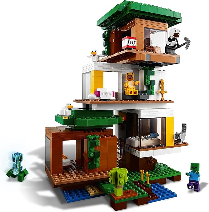 LEGO Minecraft The Modern Treehouse 21174 Giant Treehouse Building Kit Playset; Fun Toy for Minecraft-Gaming Kids; New 2021 (909 Pieces)