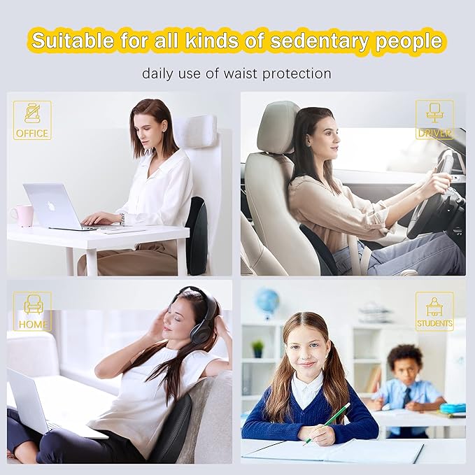 Super Soft Lumbar Support Pillow for Car, 100% Memory Foam Lumbar Pillow with Breathable Removable Cover, Ergonomic Design - Back Pillow Lumbar Support Pillow for Office Chair/Back Pain Relief(Black)