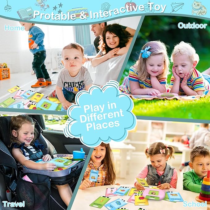 Talking Flash Cards for Toddlers 1-3, Educational Toddler Toys for 1 2 3 4 5 Years Old Boys Girls Birthday Gift, Montessori Learning Toys for Toddlers, Autism Sensory Toys, Pocket Speech Therapy Toys