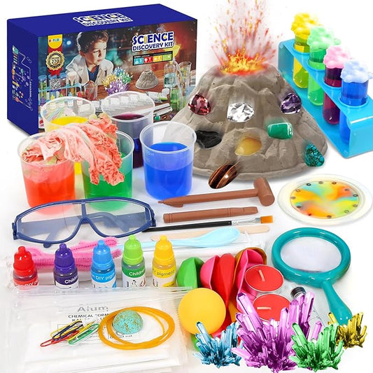 BATURU 270+ Science Experiments Kit for Kids Age 5-12, STEM Science Kit with Volcano, Crystal Growing & Gem Dig, Easter Basket Stuffers & Birthday Gifts, Homeschool Learning Toy