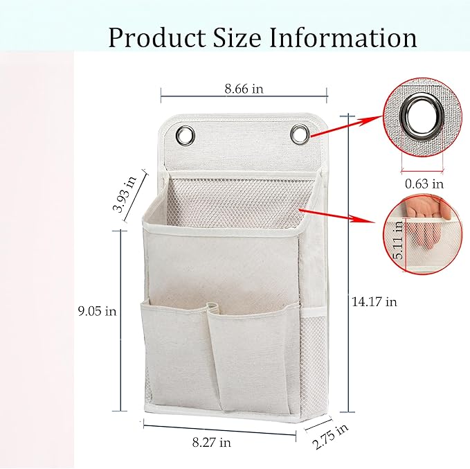 Hanging Basket for Organizing, Wall Organizer with Pockets and Over The Door Organizer，Can for Home, Closet, Office and Camper (2 White)